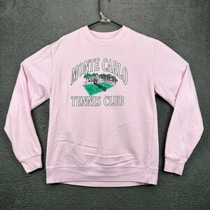 Firstport Monte Carlo Tennis Club Pink Crewneck Sweatshirt Size Medium